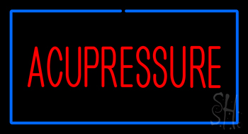 Red Acupressure Blue Border Neon Sign