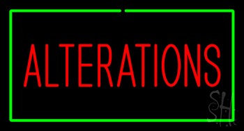 Red Alterations Green Border Neon Sign
