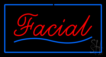 Red Facial Blue Border Neon Sign