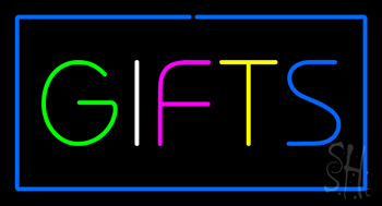 Gifts Blue Rectangle Neon Sign