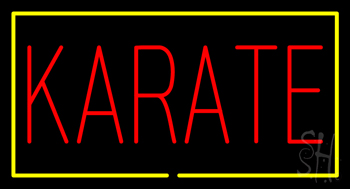 Karate Rectangle Yellow Neon Sign