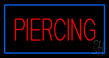 Red Piercing With Blue Border Neon Sign