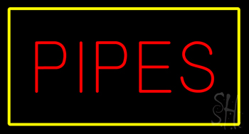 Red Pipes Yellow Border Neon Sign
