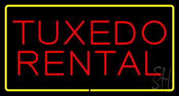 Tuxedo Rental Rectangle Yellow Neon Sign