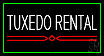 Tuxedo Rental Rectangle Green Neon Sign