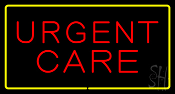 Red Urgent Care Yellow Border Neon Sign