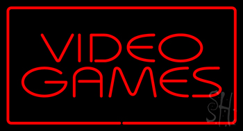 Video Games Rectangle Red Neon Sign