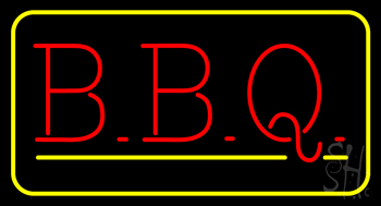 Block Bbq With Yellow Border Neon Sign