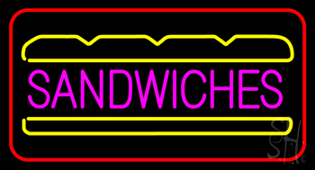 Sandwiches With Red Border Neon Sign