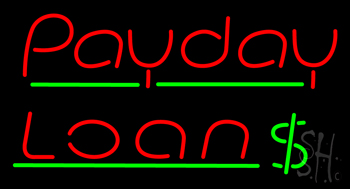 Red Payday Loan Dollar Logo Neon Sign