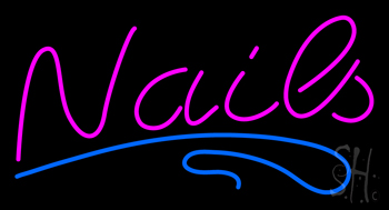 Pink Nails Blue Lines Neon Sign