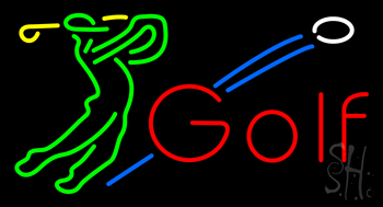 Man Playing Golf Neon Sign