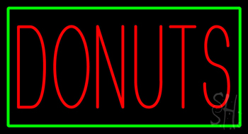 Red Donuts With Green Border Neon Sign