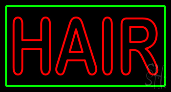 Double Stroke Hair With Green Border Neon Sign