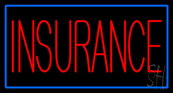 Red Insurance With Blue Border Neon Sign