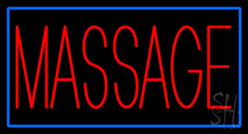 Red Massage Blue Border Neon Sign