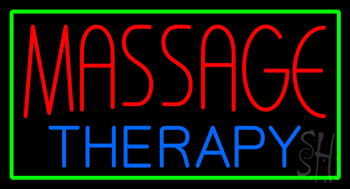Massage Therapy With Green Border Neon Sign