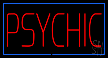 Red Psychic Blue Border Neon Sign