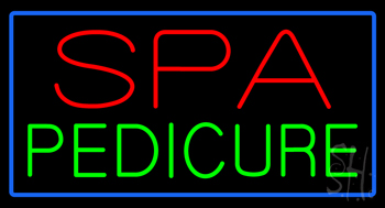 Red Spa Green Pedicure Blue Border Neon Sign