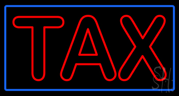 Double Stroke Tax Blue Border Neon Sign