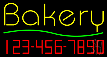 Bakery With Phone Number Neon Sign