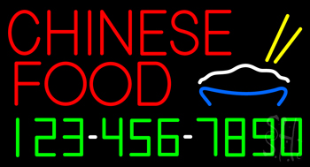 Chinese Food With Phone Number Neon Sign