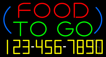 Food To Go With Phone Number Neon Sign