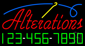 Red Alteration With Phone Number Neon Sign