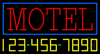 Motel With Phone Number Neon Sign