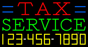Tax Service With Phone Number Neon Sign