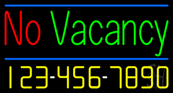 No Vacancy With Phone Number Neon Sign