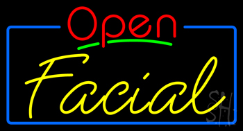 Red Open Yellow Facial Neon Sign