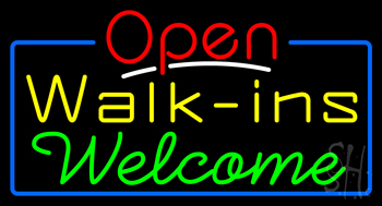 Red Open Walk Ins Welcome Neon Sign