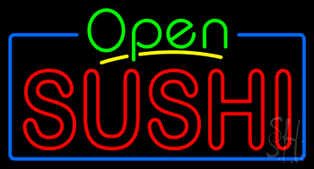 Open Double Stroke Green Sushi Neon Sign