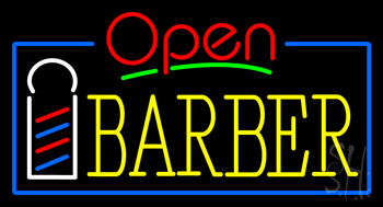 Red Barber Blue Lines Neon Sign
