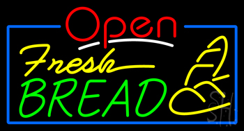 Red Open Fresh Bread Neon Sign