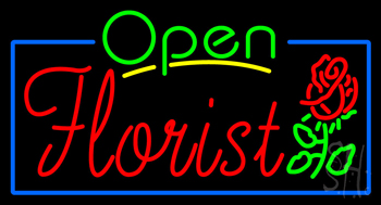 Green Open Red Florist Neon Sign