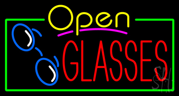 Yellow Open Glasses Logo Neon Sign