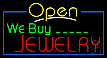 We Buy Jewelry Open Neon Sign