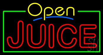 Yellow Open Double Stroke Juice Neon Sign
