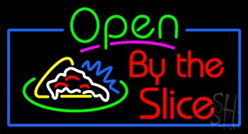 Open Pizza By The Slice Neon Sign
