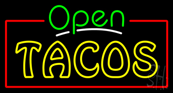 Open Double Stroke Tacos Neon Sign