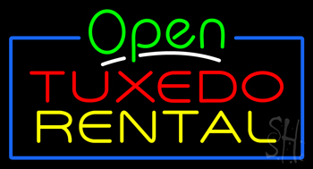 Tuxedo Rental Open Green Neon Sign