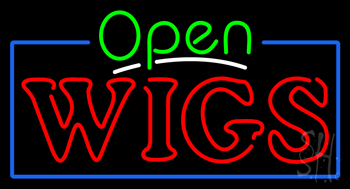 Green Open Double Stroke Wigs Neon Sign