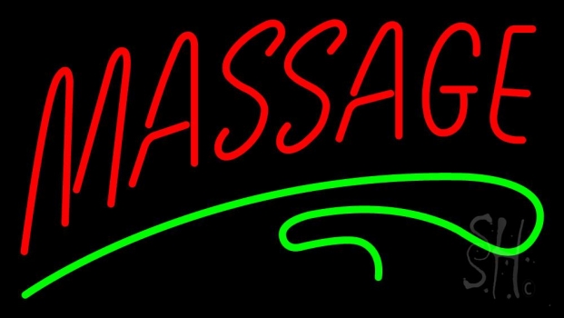 Red Massage Green Line Neon Sign