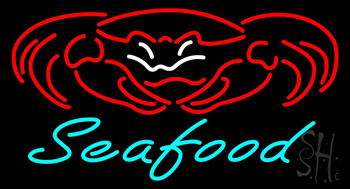 Seafood Crab Logo Neon Sign