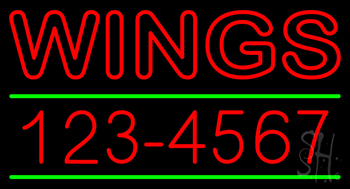 Wings With Phone Number Neon Sign