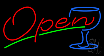 Open Wine Glass Neon Sign
