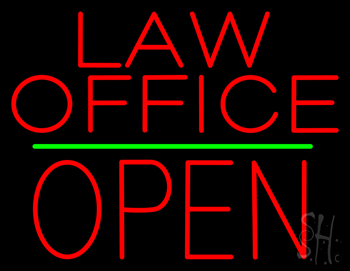 Law Office Block Open Green Line Neon Sign