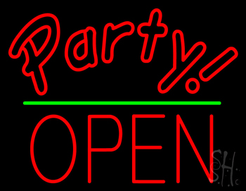 Party Green Line Open Block Neon Sign